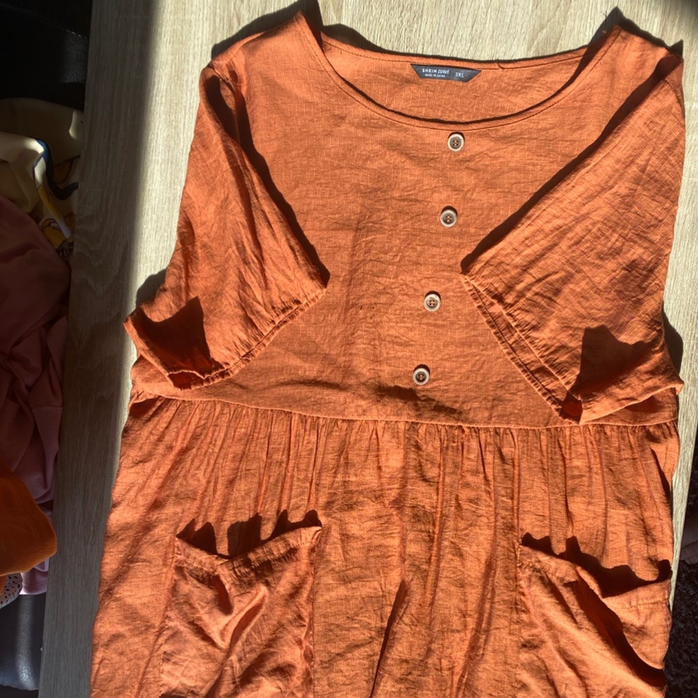 Shein Curve Orange Baby Doll Dress
